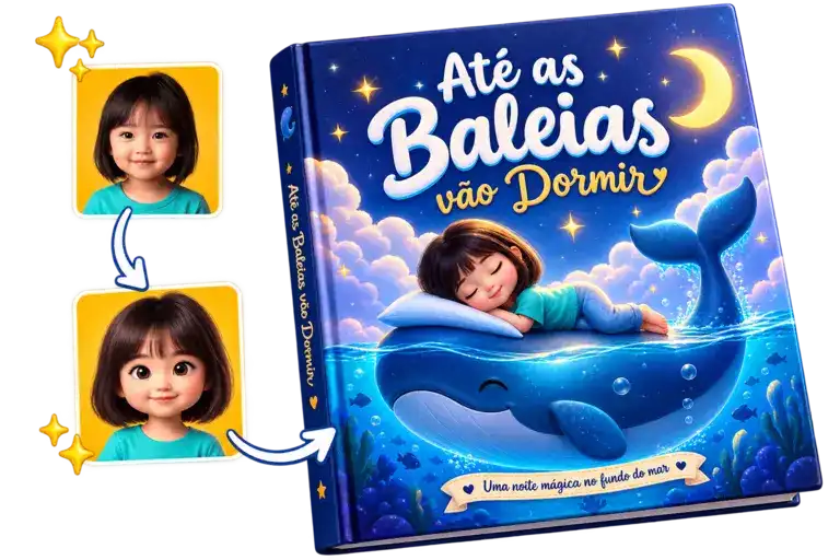 Criança com seu livro personalizado